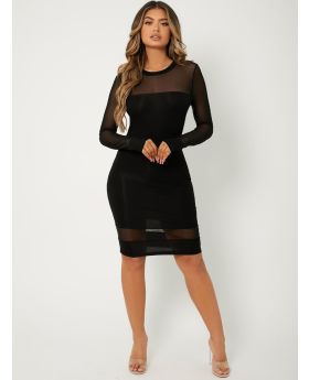 Mesh Panel Bodycon Dress