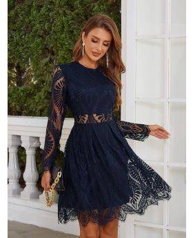 Zip Back Eyelash Lace Dress