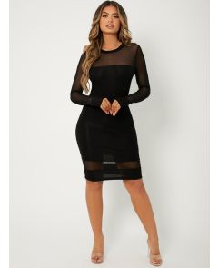 Mesh Panel Bodycon Dress