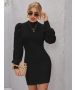 Unity Mock Neck Bishop Sleeve Bodycon Dress